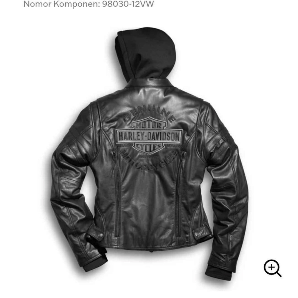 Harley-Davidson Black Leather Motorcycle Jacket with Hoodie